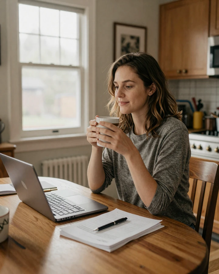 A partner of a long-distance truck driver working from home - illustrating independent daily life during OTR runs